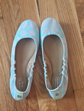 Coach Women's Mint Green Signature Ballet Flats